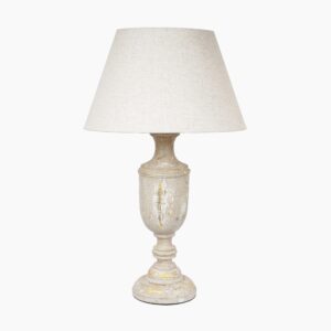Alternative view of Clisha Distressed Beige Wooden Table Lamp