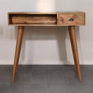 solid wood writing desk with open slot and 1 drawer