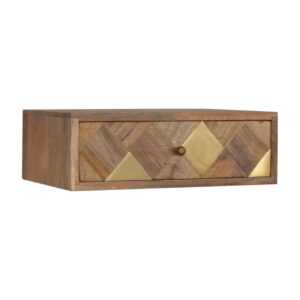 wall mounted side table with brass inlay