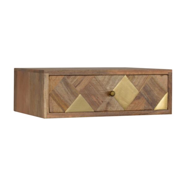 wall mounted side table with brass inlay