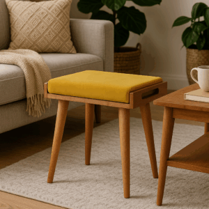 mustard yellow try style footstool in living room