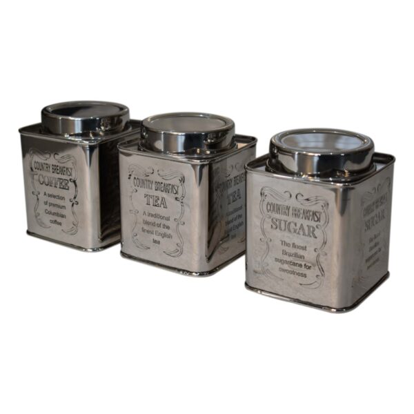 Chrome set of 3 kitchen jars