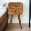 2 drawer oak side table