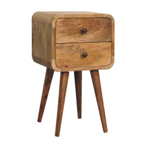 Alternative view of 2 Drawer Solid Wood Curved Side Table