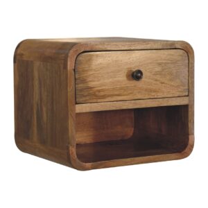 floating bedside table with 1 drawer and 1 open slot