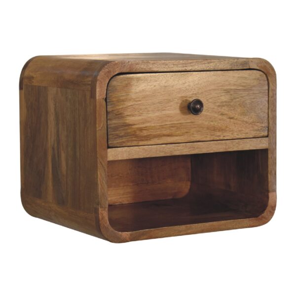 floating bedside table with 1 drawer and 1 open slot