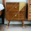 wooden side table with gold detail