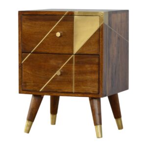 Alternative view of Gold Geometric Chestnut Side Table