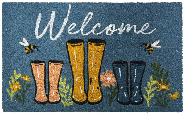 Latex Backed Coir Mat - Welcome Wellies