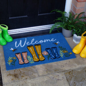 Latex Backed Coir Mat - Welcome Wellies