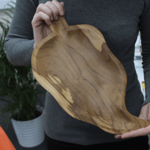 Alternative view of Natural Teak Root Leaf Shaped Bowl