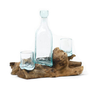 Alternative view of Molten Glass on Wood- Whisky Set