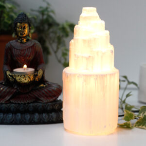 Alternative view of Selenite Tower Lamp - 20 cm