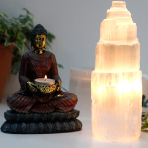 Alternative view of Selenite Tower Lamp - 25 cm