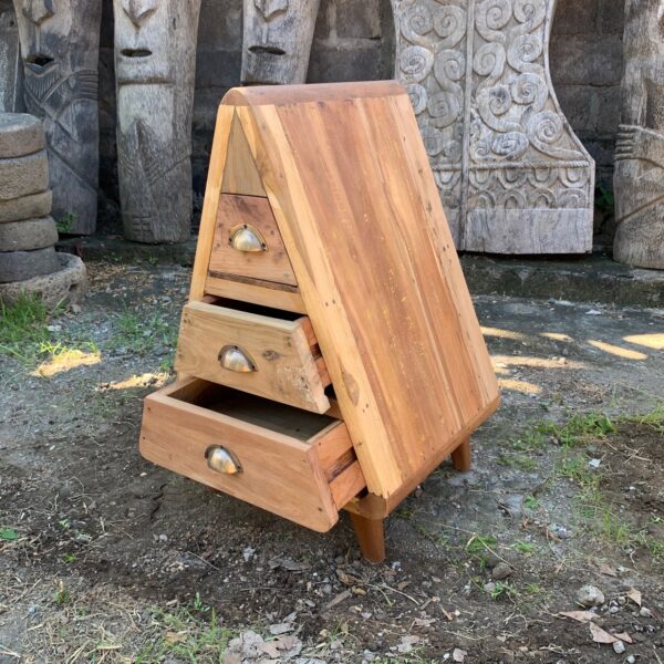 Recycled Wood Triangular Chest of 3 Drawers