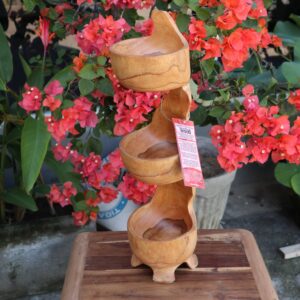 Alternative view of Natural Teak Root Three Bowl Stand