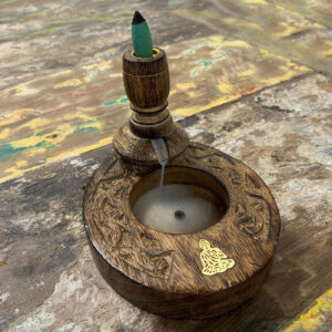 Alternative view of Mango Wood Backflow Burner - Small Brass Buddha