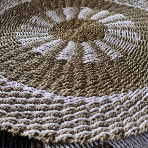 Alternative view of Round Seagrass White & Tan - Inner Sun - 1m