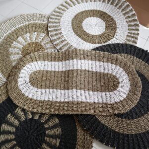 Alternative view of Oval Seagrass White & Tan - Classic - 60x120cm