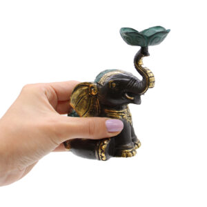 Alternative view of Elephant Candle & Incense Holder - Brass