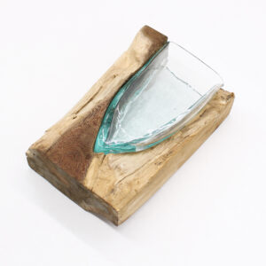 Alternative view of Molten Glass on Wood - Art Vase