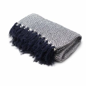 Alternative view of Boho Comfort Throw - Navy Zigzag