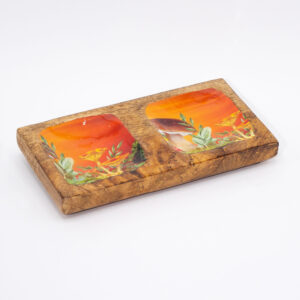 Alternative view of Enameled Double Trinket Tray - Mushroom Design - Orange