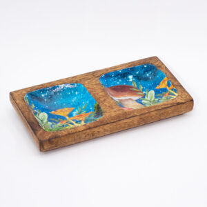 Alternative view of Enameled Double Trinket Tray - Mushroom Design - Teal