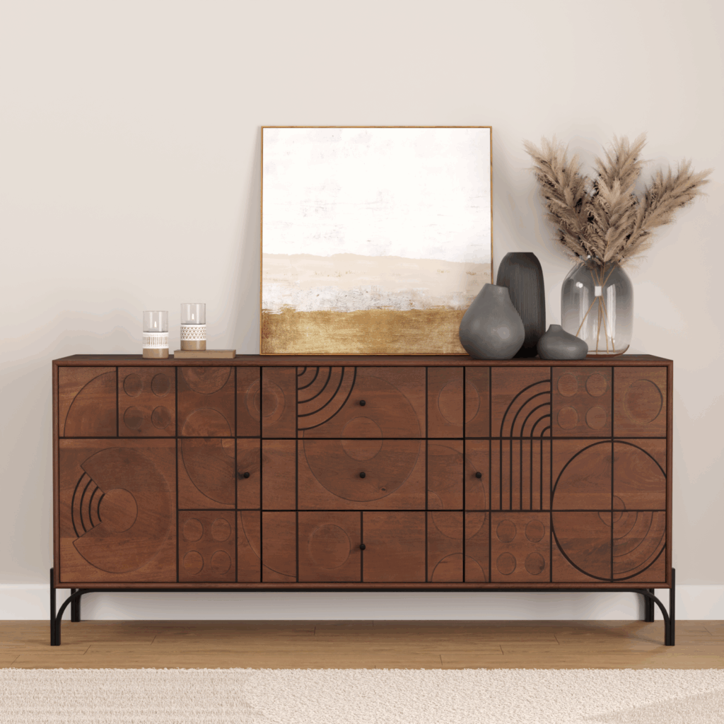 natural materials: sustainable mango wood cabinet