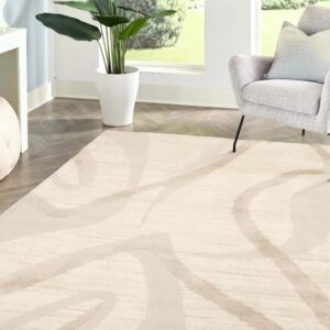 Alternative view of Ava Wave Cream Rug – Modern Abstract Textured Rug in Neutral Tones