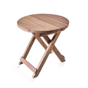 Round Folding Coffee Table 50cm – Recycled Teak Wood Side Table