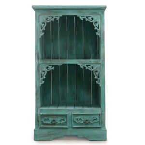 Albasia Bathroom Cabinet – Turquoise Wash Wooden Storage Unit