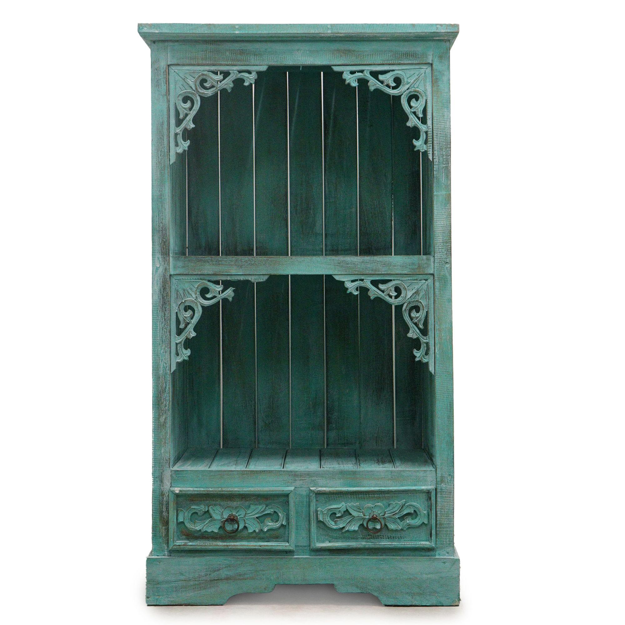 Albasia Bathroom Cabinet – Turquoise Wash Wooden Storage Unit