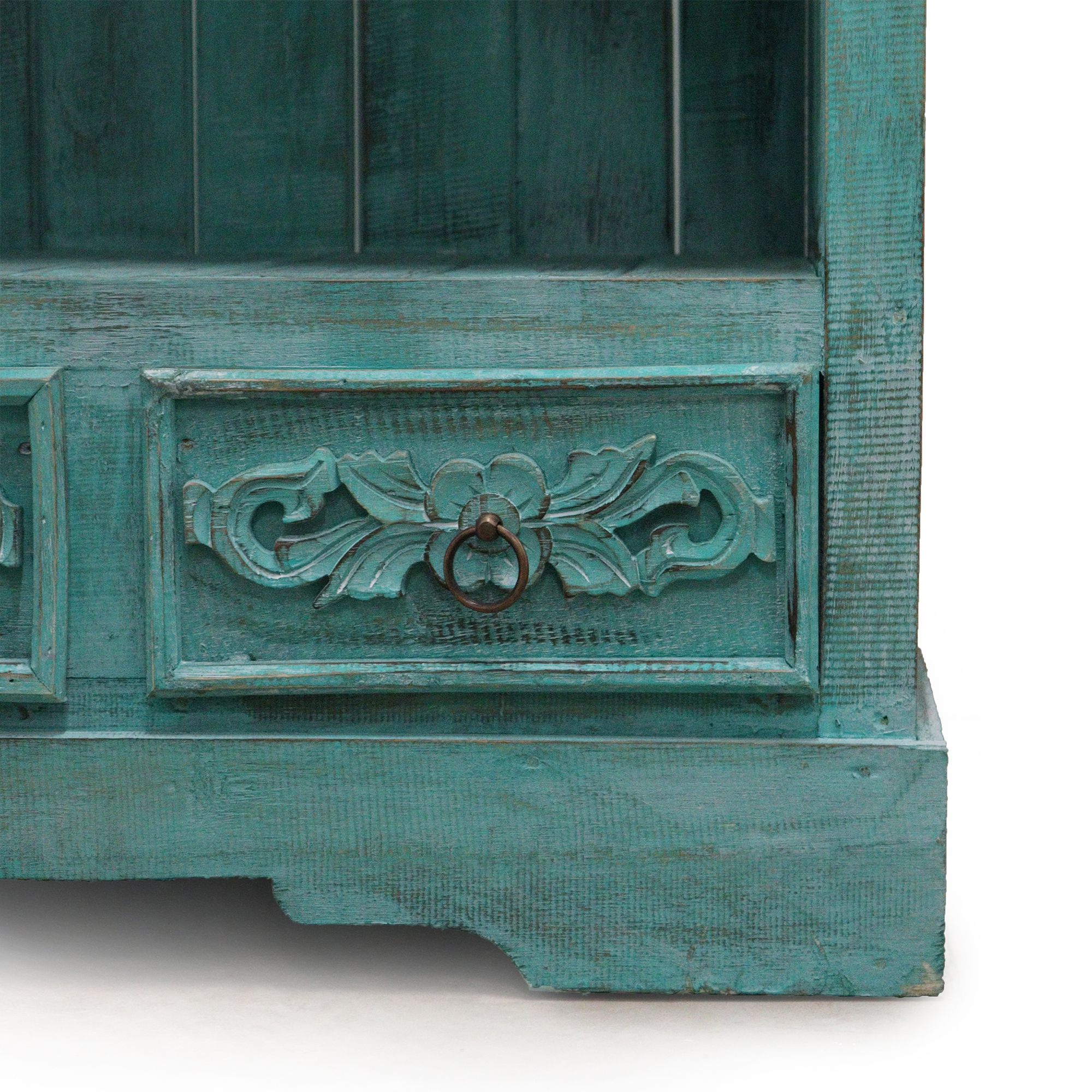 Albasia Bathroom Cabinet – Turquoise Wash Wooden Storage Unit - Image 3