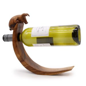 Wooden Balancing Wine Holder – Pig Design