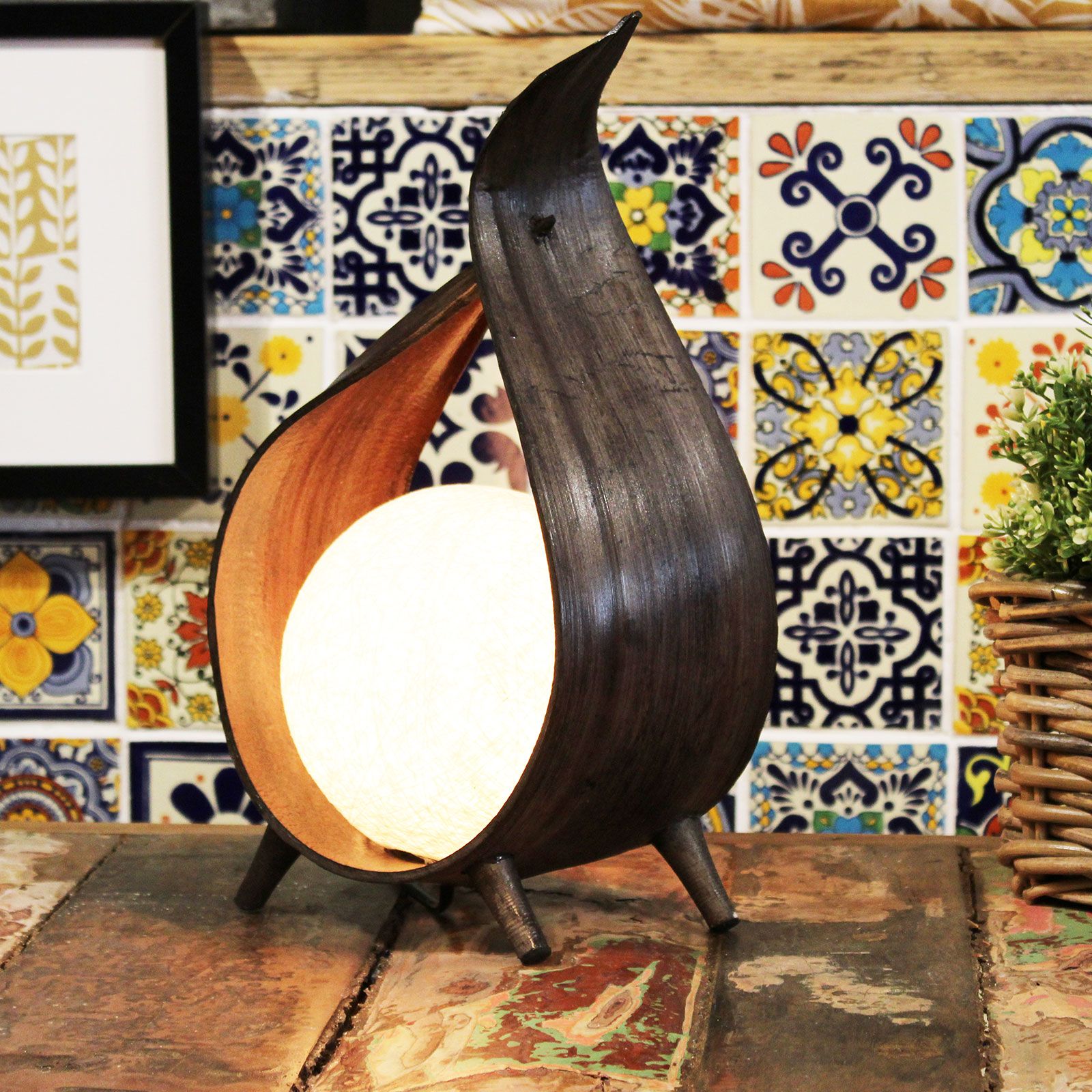 Chocolate Coconut Table Lamp – Handcrafted Wrapover Twist - Image 3