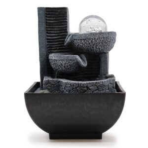 LED Indoor Tabletop Water Feature with Crystal Ball | Feng Shui Desktop Fountain