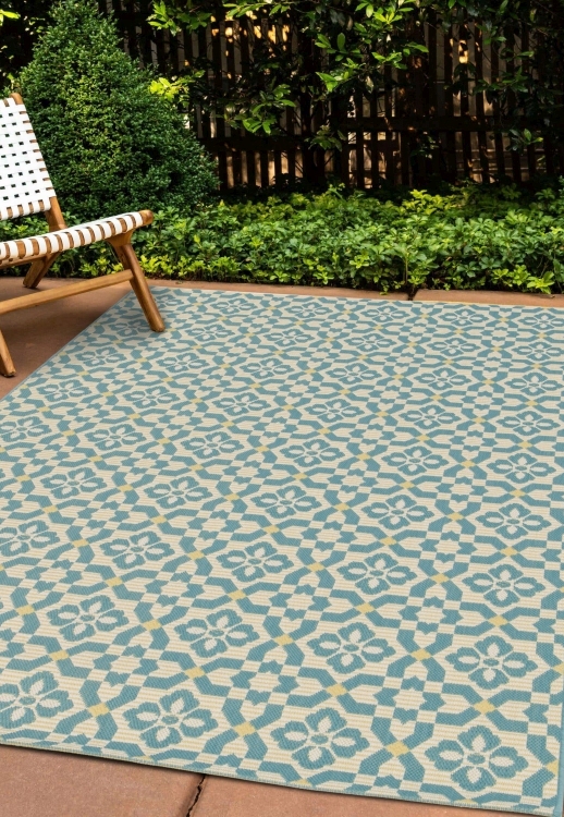 Cosmos Tile Blue Rug – Modern Geometric Flatweave Rug - Image 6