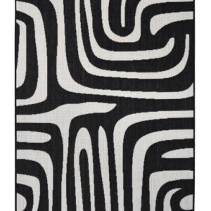 County Zebra Black Rug – Bold Black & White Flatweave Indoor Outdoor Rug