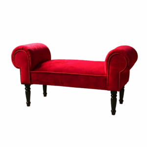 Red Velvet Window Seat Bench