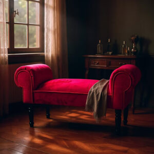 Alternative view of Red Velvet Window Seat Bench