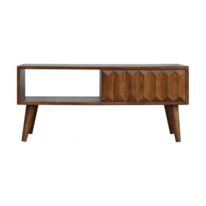 chestnut sliding tv unit with legs