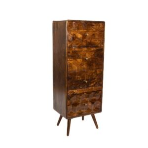 Geo Mango 45cm Tall Chest – Solid Wood Narrow Chest of Drawers