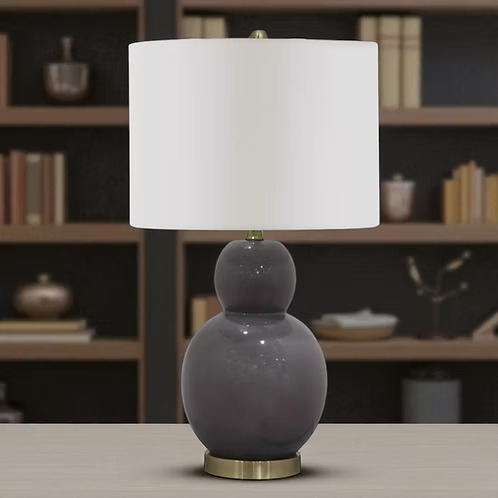 Grey Ceramic Table Lamp with Shade – Modern Bedside Lamp 66cm - Image 3