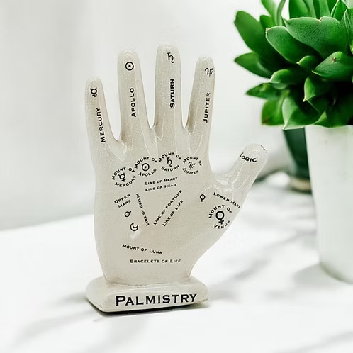 Ceramic Palmistry Hand Ornament – Vintage Astrology Decor 12 Inch - Image 3