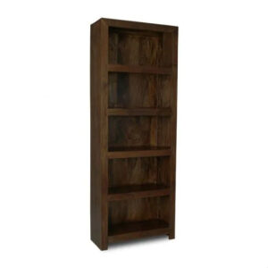 Mango Wood 76cm Bookcase – Solid Wood Tall Shelving Unit (Dark Finish)
